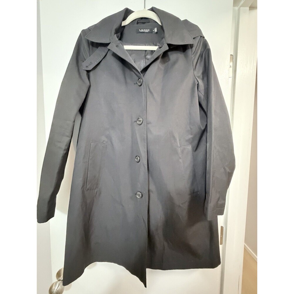 Ralph Lauren Black Label Womens Black Hooded Softshell Rain Coat M - Picture 3 of 6